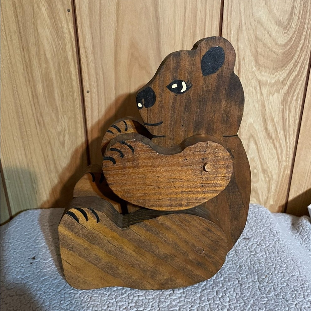 Wooden Bear Figurine Moveable